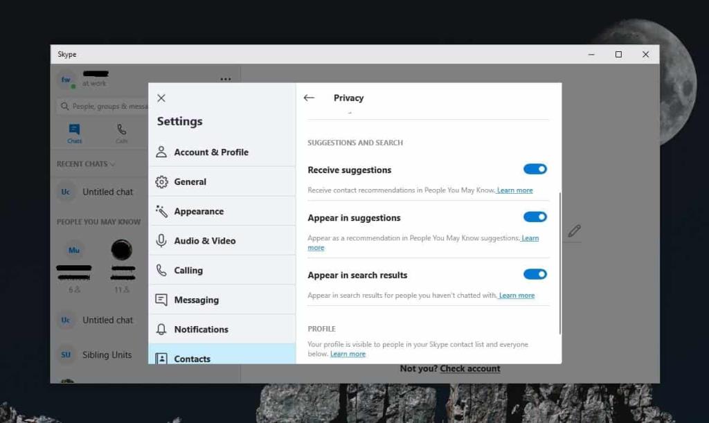 Cara menonaktifkan saran orang di Skype di Windows 10