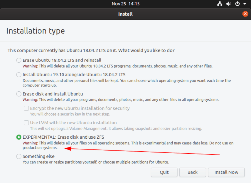 วิธีใช้ ZFS บนรูทใน Ubuntu 19.10