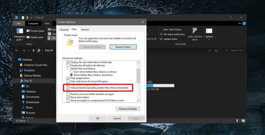 Como visualizar arquivos e pastas ocultos do sistema no Windows 10