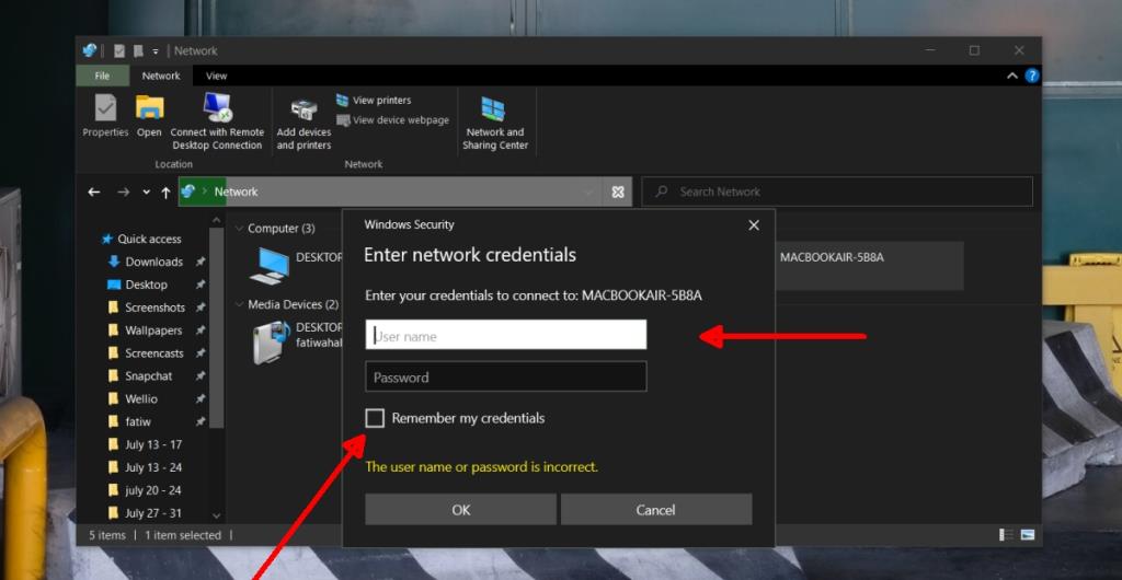 Como salvar nome de usuário e senha para locais de rede no Windows 10