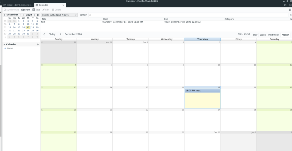 Cara menggunakan Kalender bawaan Thunderbird baru di Linux