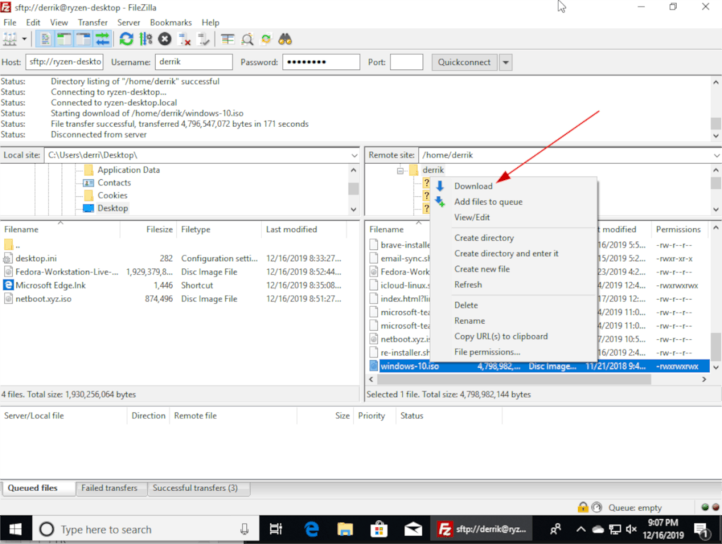 Cara mentransfer file besar antara Linux dan Windows