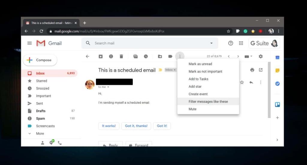 Cara meneruskan email secara otomatis dari alamat tertentu di Gmail