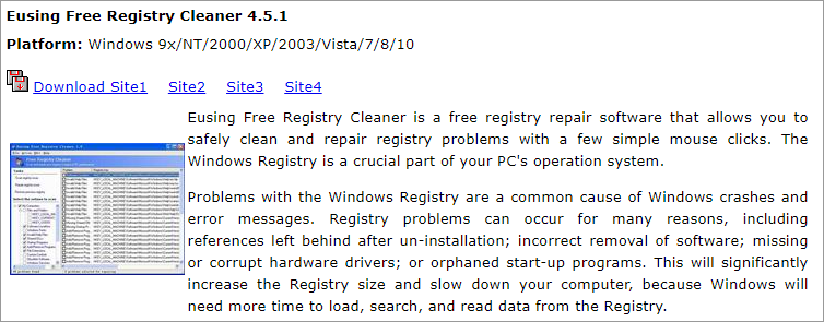 Eusing Free Registry Cleaner: Descargar + Cómo usar