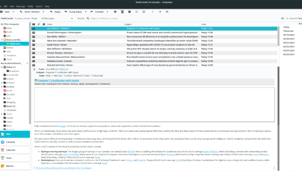 Cómo instalar el complemento lector de RSS Evolution en Linux