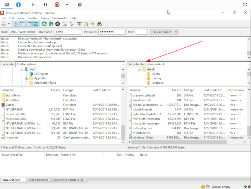 Cara mentransfer file besar antara Linux dan Windows