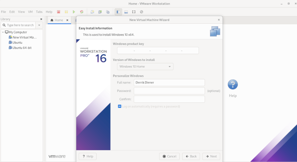 Come creare una VM Windows 10 in VMware su Linux