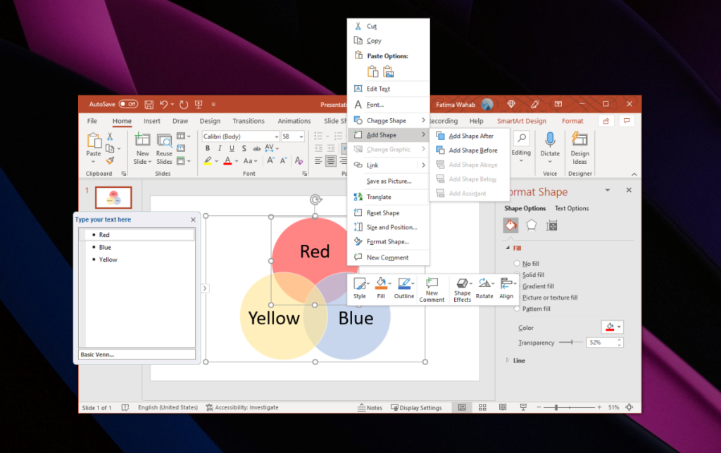 วิธีสร้าง Venn Diagram ใน PowerPoint