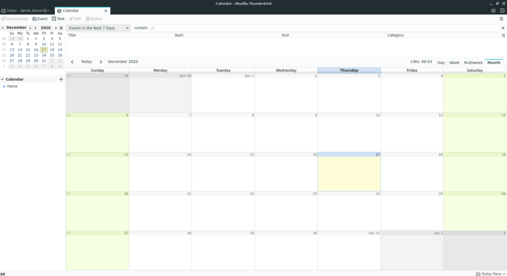 Cómo usar el nuevo Calendario integrado de Thunderbird en Linux