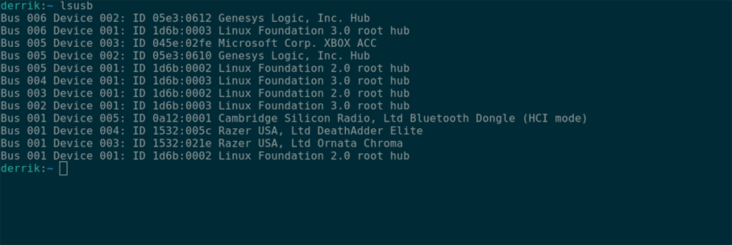 Ubuntu: daftar perangkat USB