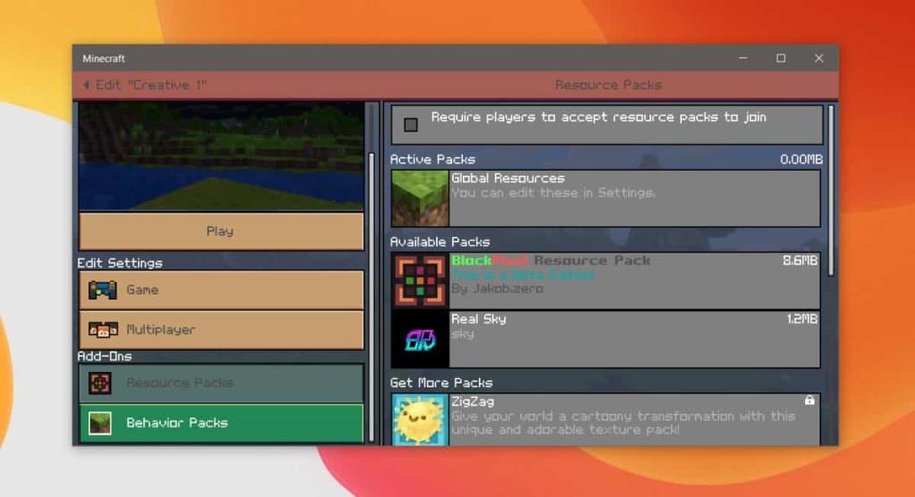 Cara memasang add-on di Minecraft di Windows 10