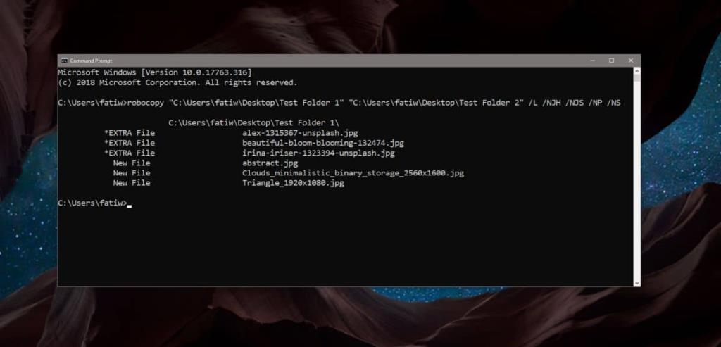 Cara membandingkan konten folder dari Command Prompt di Windows 10