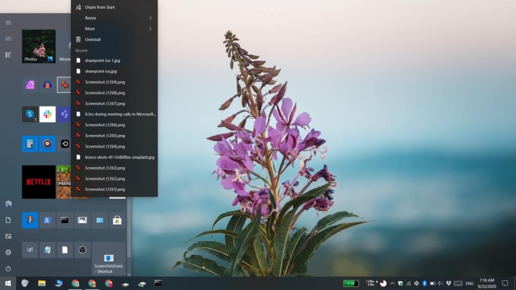 Como ocultar itens recentes para aplicativos no Windows 10