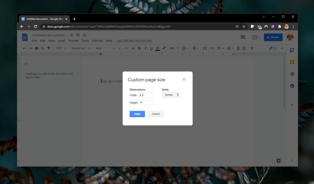 Cara mengatur ukuran halaman khusus di Google Documents