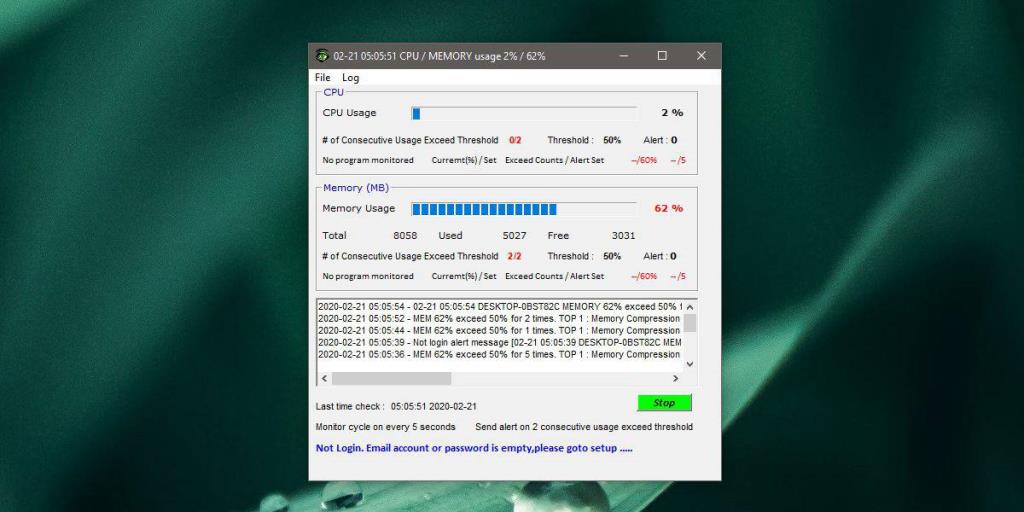 วิธีรับการแจ้งเตือน CPU และ RAM สูงใน Windows 10