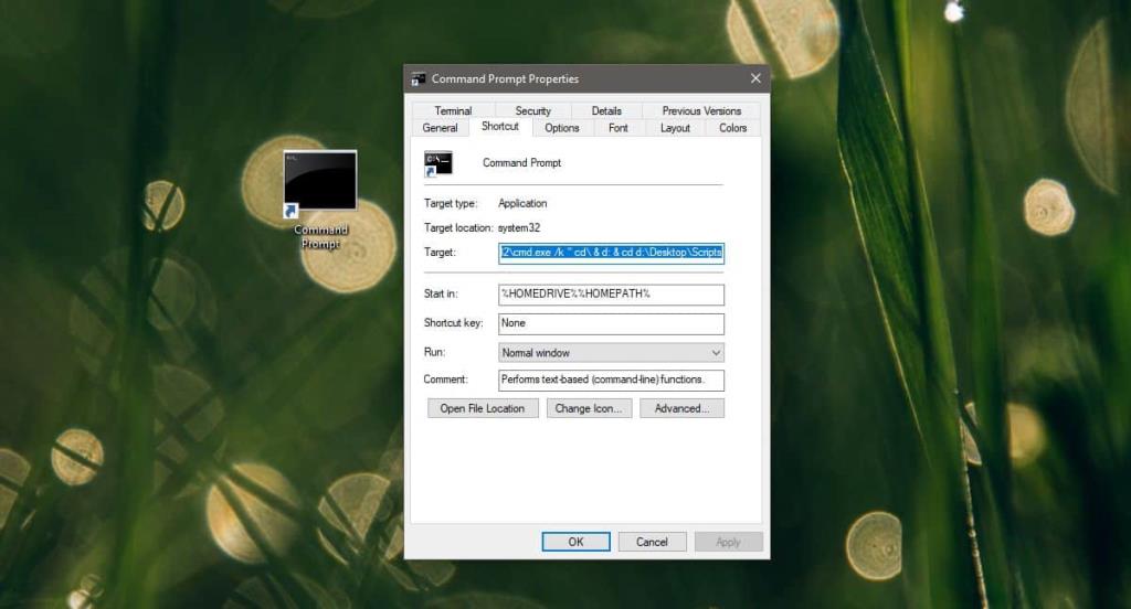 Cara membuat shortcut untuk membuka Command Prompt di folder di Windows 10