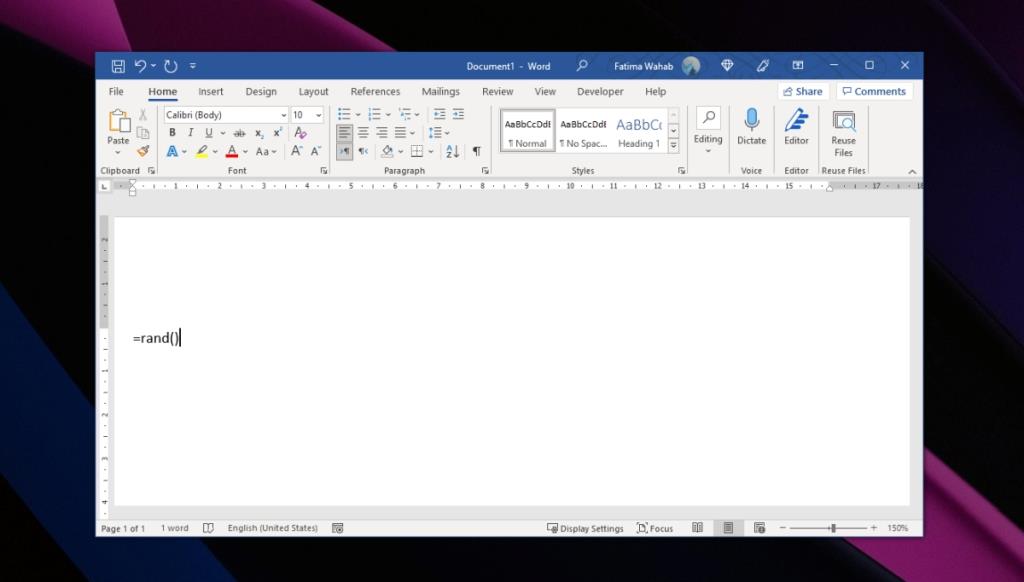 Cara menghasilkan teks acak di Microsoft Word