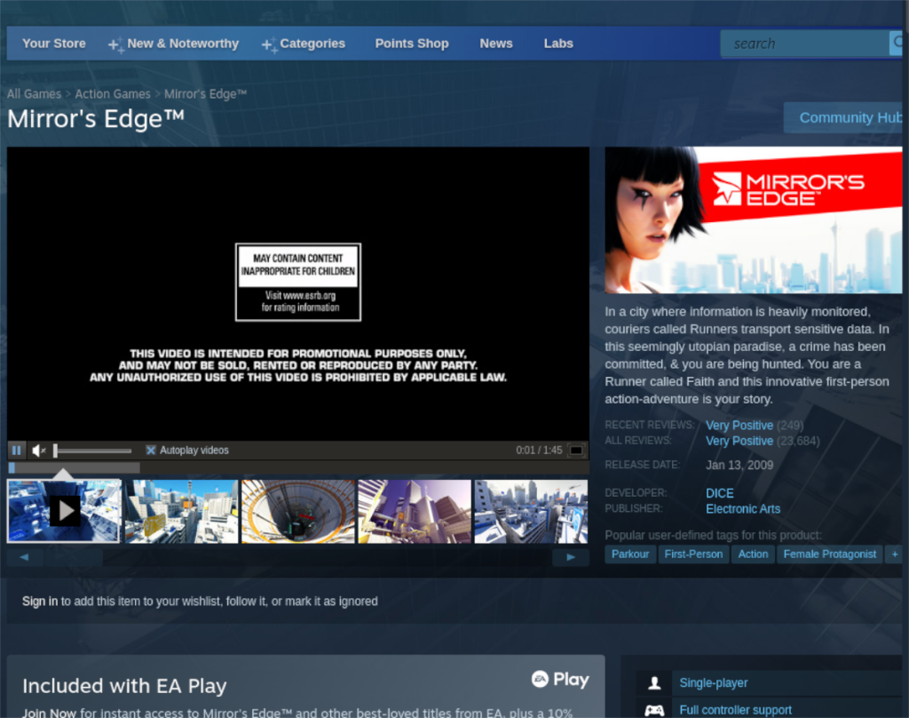 Cara memainkan Mirrors Edge di Linux