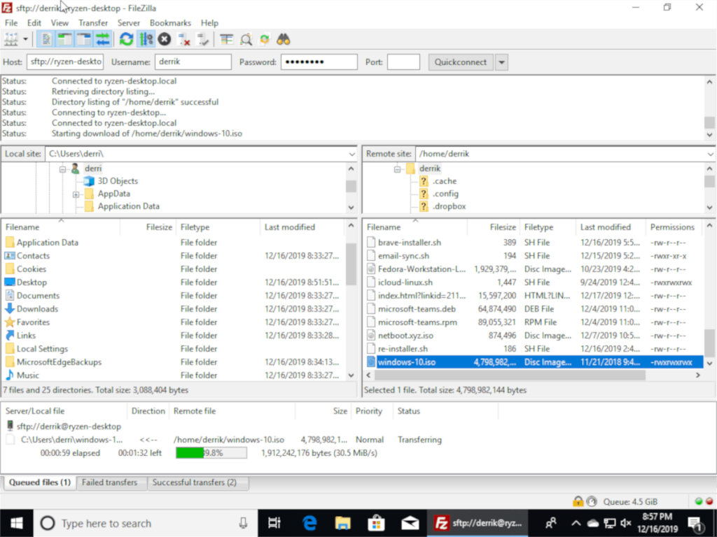 Cara mentransfer file besar antara Linux dan Windows