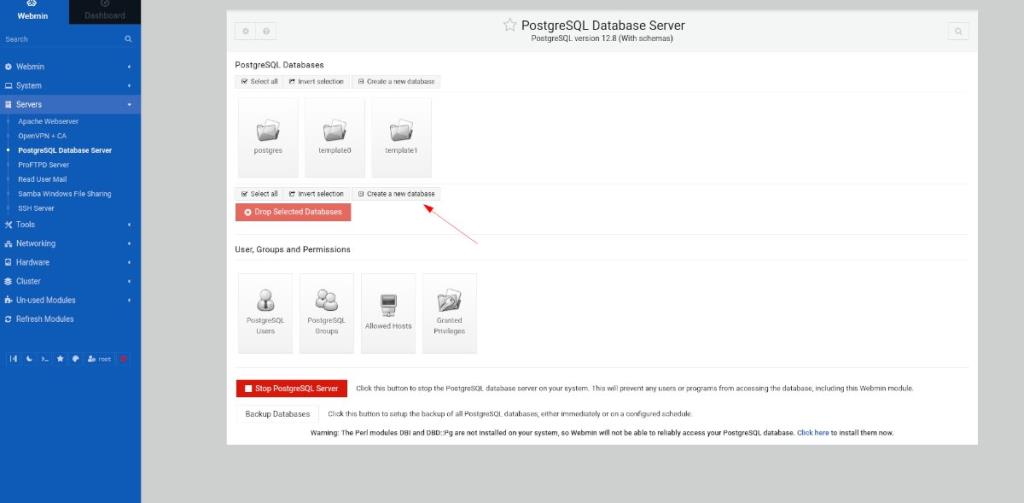 So richten Sie einen PostgreSQL-Datenbankserver mit Webmin auf Ubuntu Server ein