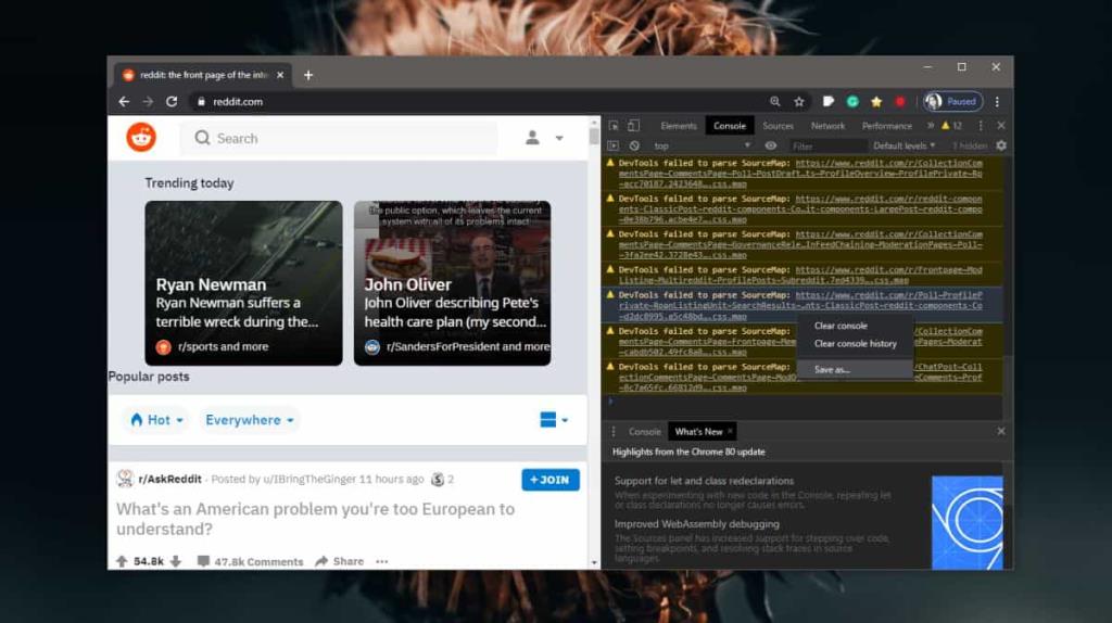 Come visualizzare e salvare il registro della console in un browser