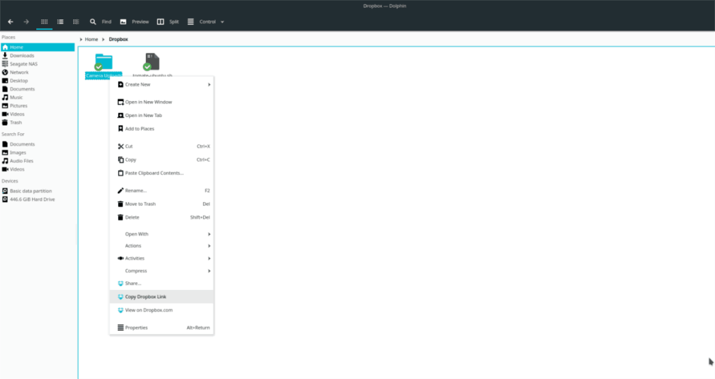 Cara Mengaktifkan Dukungan Dropbox Di Dolphin File Manager