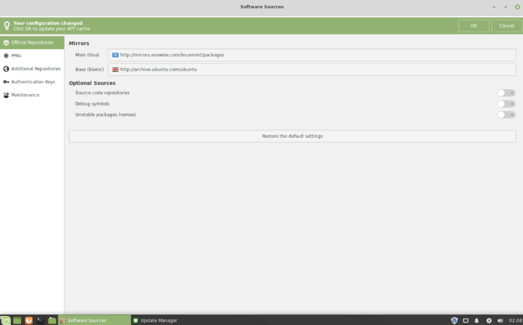 Cómo cambiar a un espejo de actualización local en Linux Mint