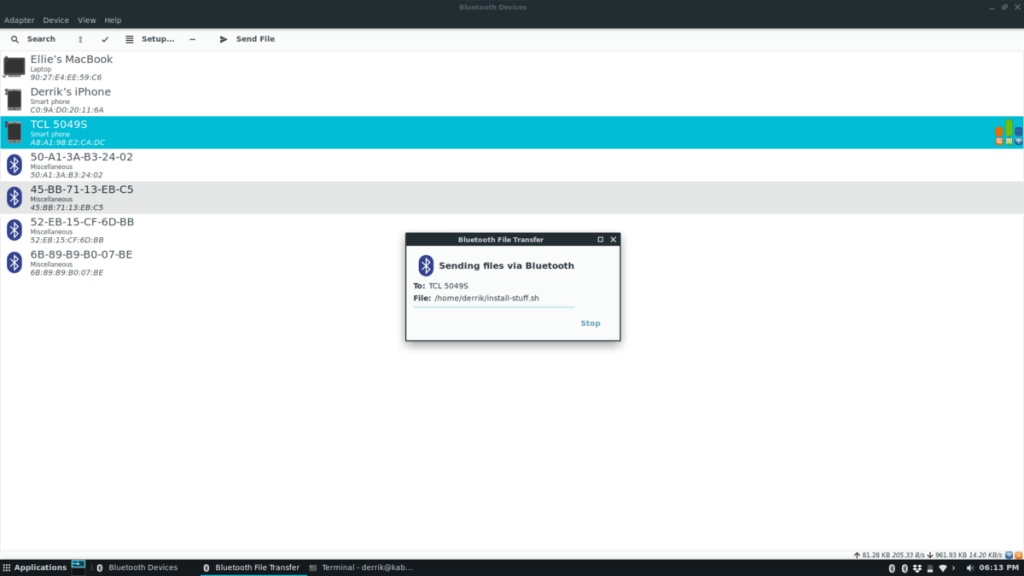 Cara berbagi file melalui Bluetooth di Linux