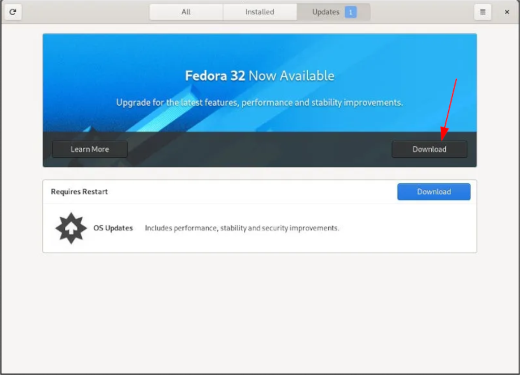 Bagaimana cara meningkatkan ke Fedora 32