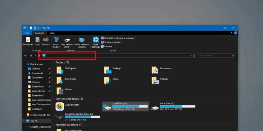 วิธีแก้ไขข้อความสีดำในแถบตำแหน่ง File Explorer ในโหมดมืดของ Windows 10