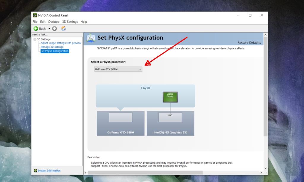 วิธีตั้งค่า PhysX Configuration ในแผงควบคุม Nvidia บน Windows 10