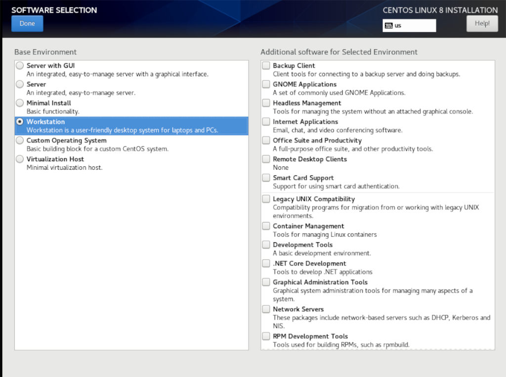 Cara menginstal workstation CentOS 8