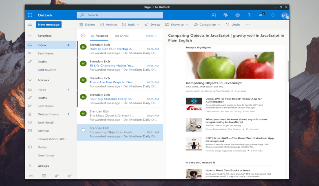 So verwenden Sie Outlook-E-Mail unter Linux