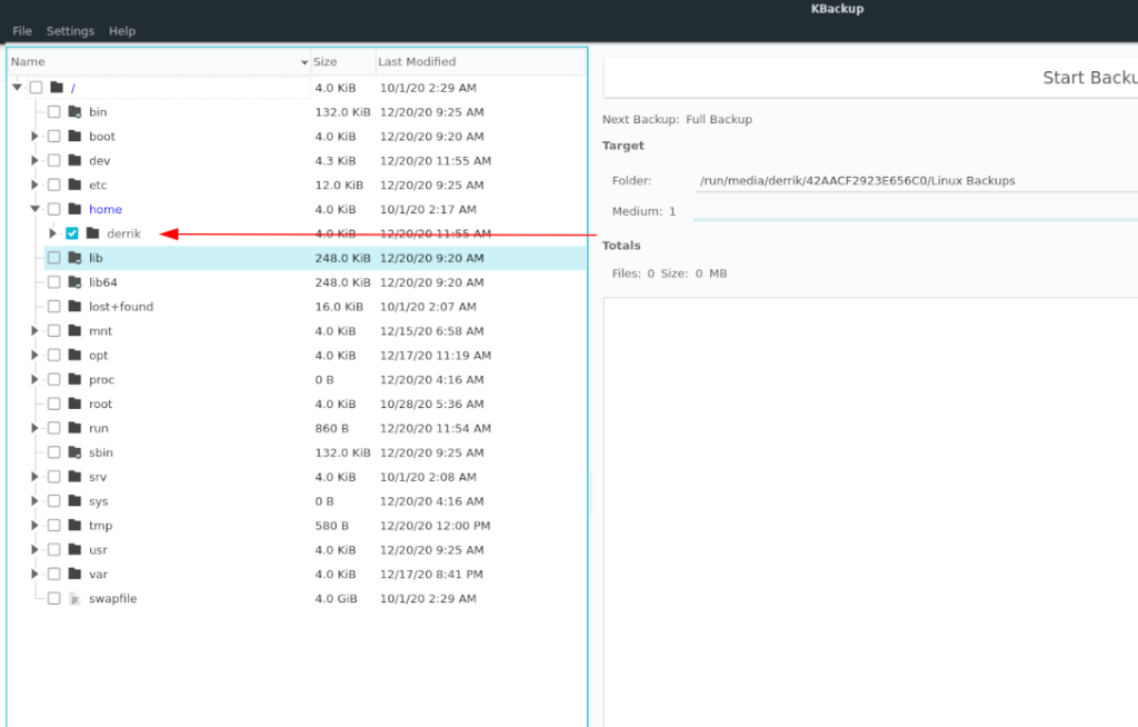 Come eseguire rapidamente il backup della cartella home di Linux utilizzando Kbackup