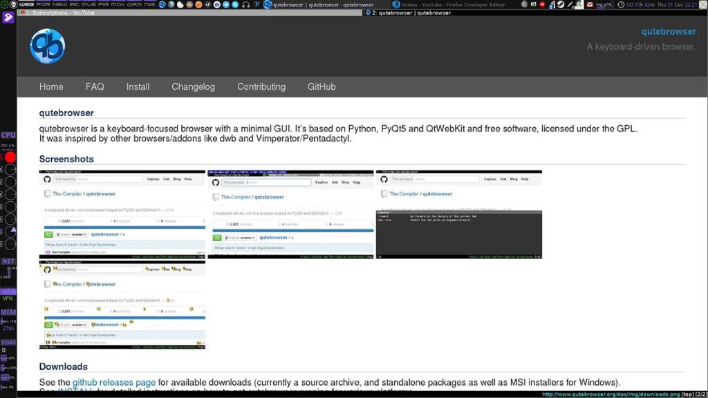 LinuxでQutebrowserWebブラウザを設定して使用する方法