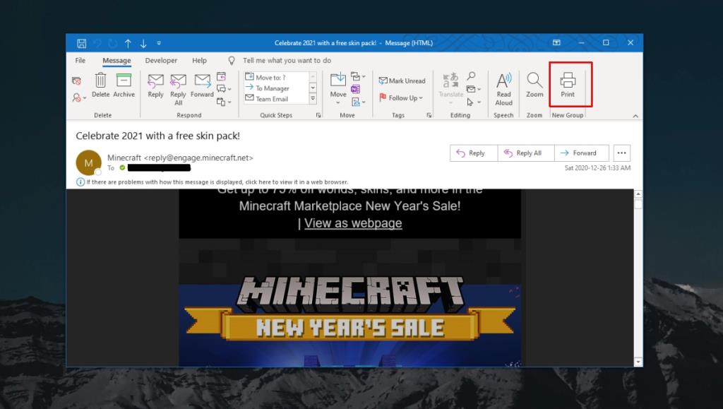 Cara mencetak email di Windows 10