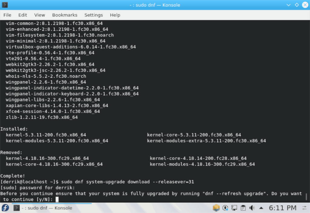 Fedora 31e nasıl yükseltilir