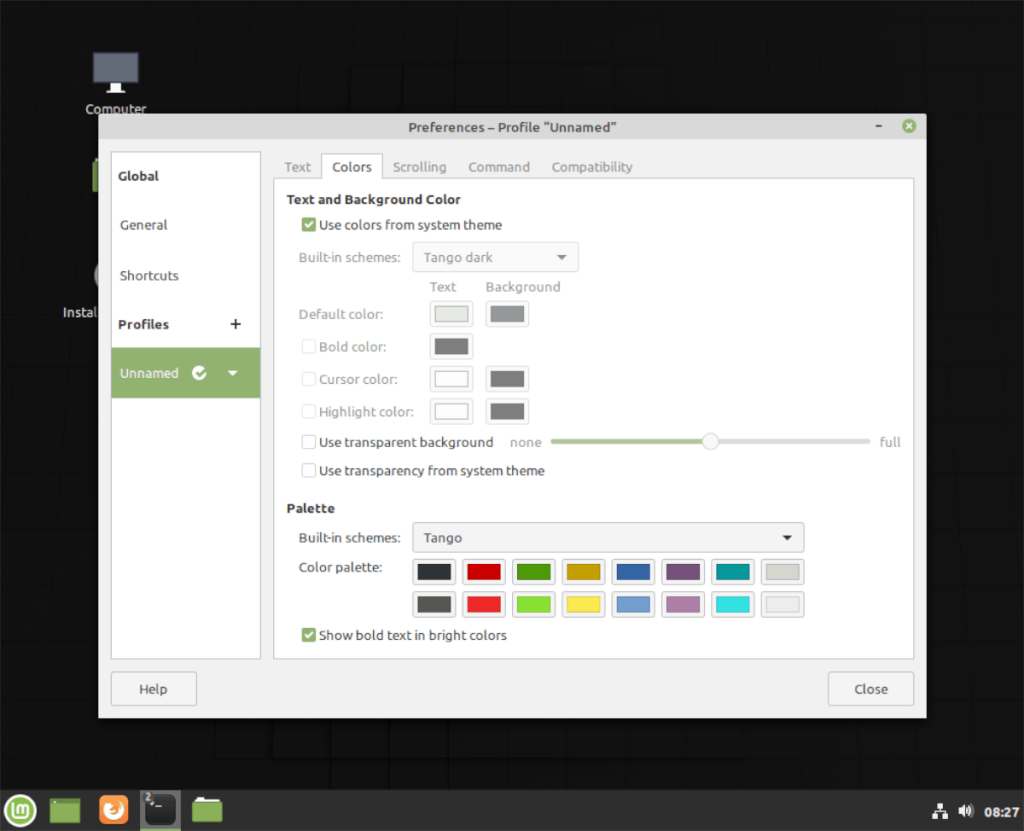 วิธีปิดการใช้งานพื้นหลังเทอร์มินัลโปร่งใสใน Linux Mint