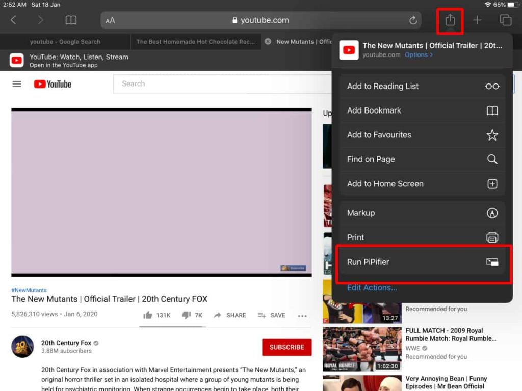 Cómo ver YouTube en modo imagen en imagen en el iPad