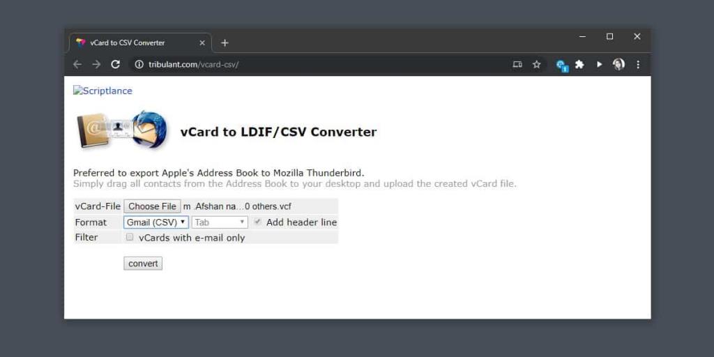 Come convertire i contatti VCF in file CSV