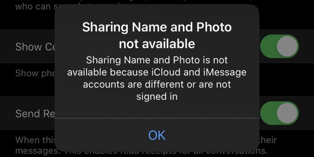 Como corrigir “Compartilhamento de nome e foto não disponível” no iOS