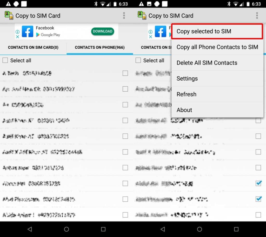 Como mover os contatos do telefone para o cartão SIM no Android