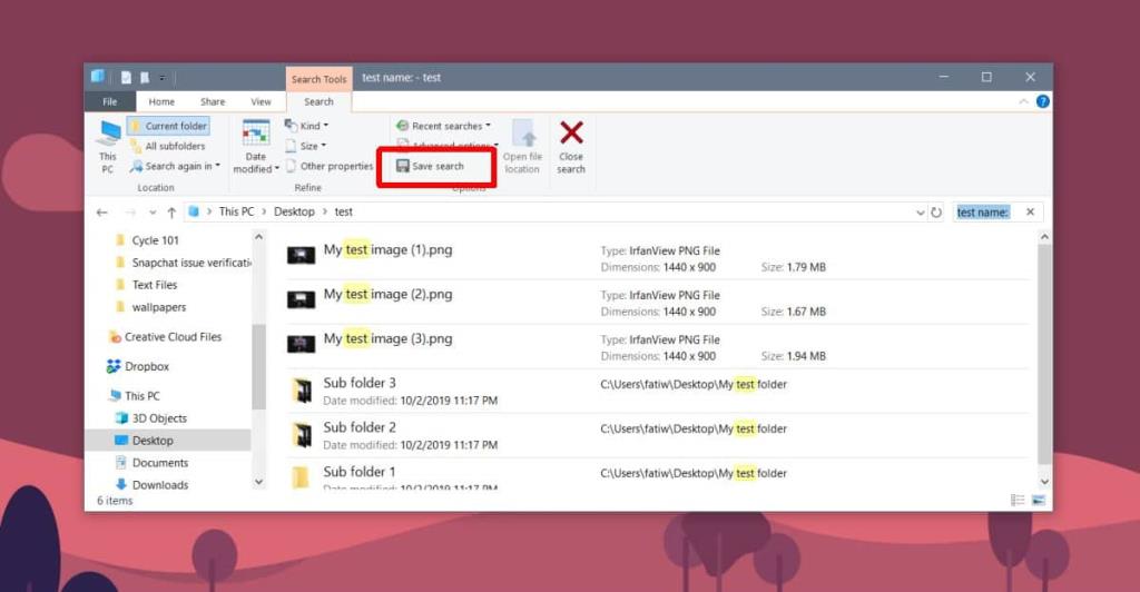 Cách lưu tìm kiếm trong File Explorer trên Windows 10