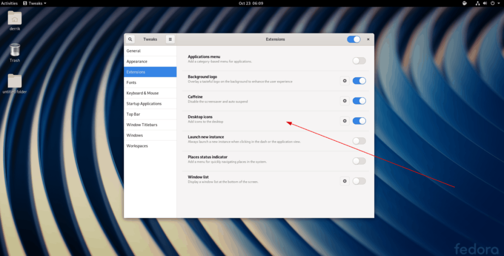 Cómo volver a habilitar los iconos del escritorio en Gnome Shell