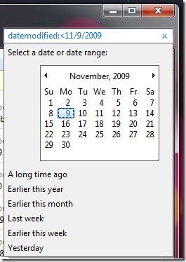 Windows 7: 日付とサイズでファイルを検索する