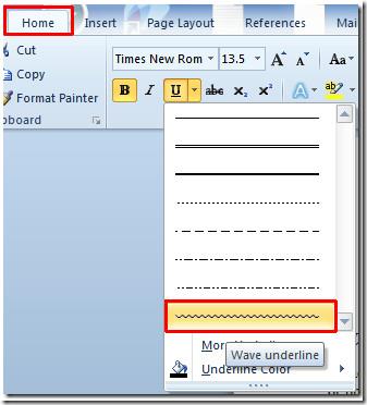 Come modificare lo stile di sottolineatura in Word 2010 Come modificare lo stile di sottolineatura in Word 2010
