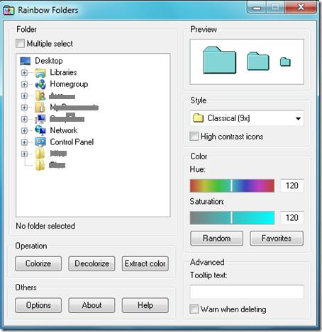 Rainbow FoldersでWindows 7のフォルダの色を変更する