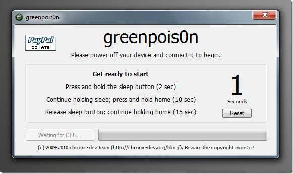 Descargar Greenpoison iOS 4.1 Jailbreak para iPhone 4 / 3GS