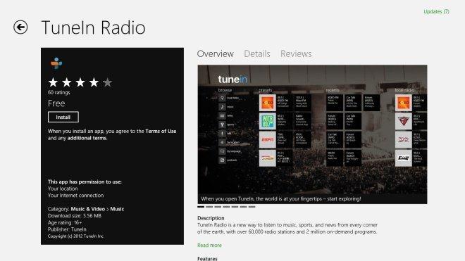 TuneIn RadioでWindows 8でお気に入りのラジオ局を聴く