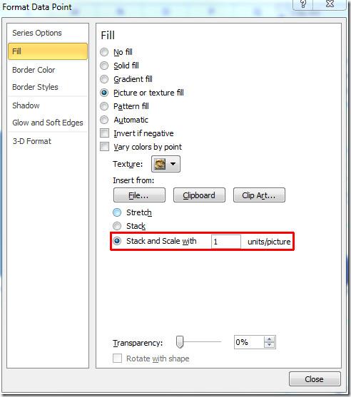 Excel 2010: 絵文字（画像付きグラフ）